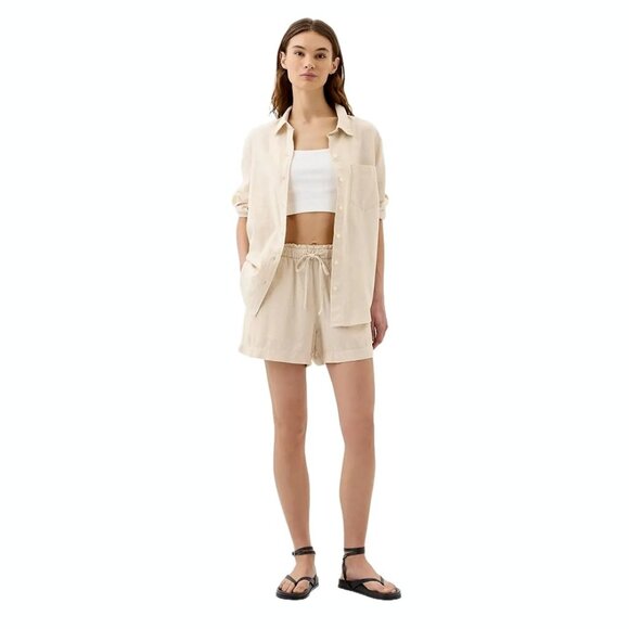 4" Mid Rise Easy Linen-Blend Pull-On Shorts - Picture 5 of 5